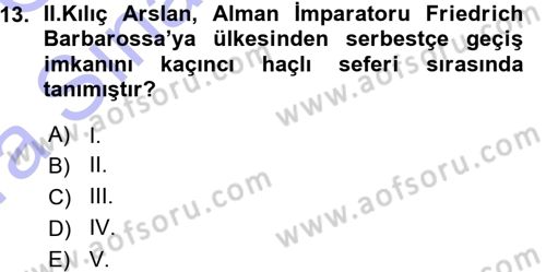 Türkiye Selçuklu Tarihi Dersi 2015 - 2016 Yılı (Vize) Ara Sınav Soruları 13. Soru