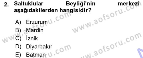 Türkiye Selçuklu Tarihi Dersi 2015 - 2016 Yılı (Vize) Ara Sınav Soruları 2. Soru