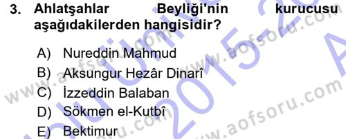 Türkiye Selçuklu Tarihi Dersi 2015 - 2016 Yılı (Vize) Ara Sınav Soruları 3. Soru