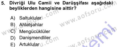 Türkiye Selçuklu Tarihi Dersi 2015 - 2016 Yılı (Vize) Ara Sınav Soruları 5. Soru