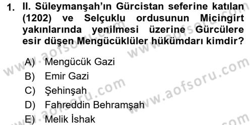 Türkiye Selçuklu Tarihi Dersi 2015 - 2016 Yılı (Final) Dönem Sonu Sınav Soruları 1. Soru