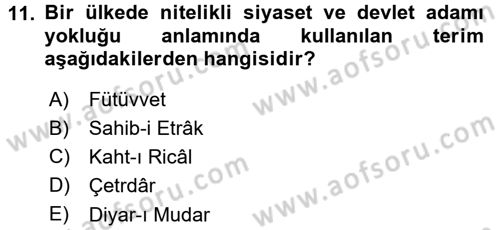 Türkiye Selçuklu Tarihi Dersi 2015 - 2016 Yılı (Final) Dönem Sonu Sınav Soruları 11. Soru