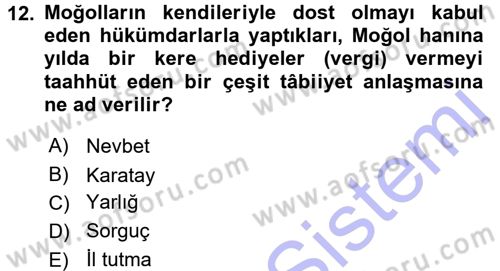Türkiye Selçuklu Tarihi Dersi 2015 - 2016 Yılı (Final) Dönem Sonu Sınav Soruları 12. Soru