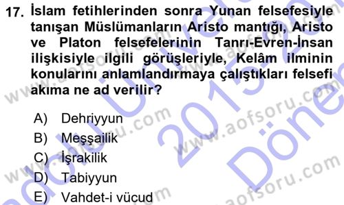 Türkiye Selçuklu Tarihi Dersi 2015 - 2016 Yılı (Final) Dönem Sonu Sınav Soruları 17. Soru