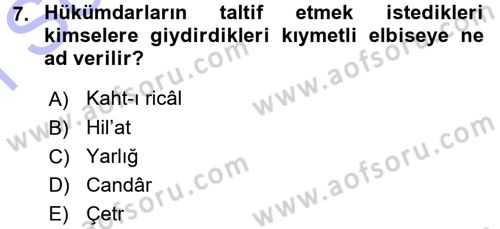 Türkiye Selçuklu Tarihi Dersi 2015 - 2016 Yılı (Final) Dönem Sonu Sınav Soruları 7. Soru