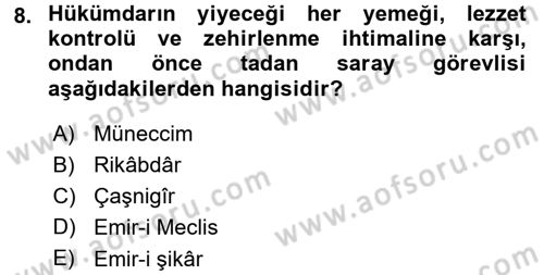 Türkiye Selçuklu Tarihi Dersi 2015 - 2016 Yılı (Final) Dönem Sonu Sınav Soruları 8. Soru