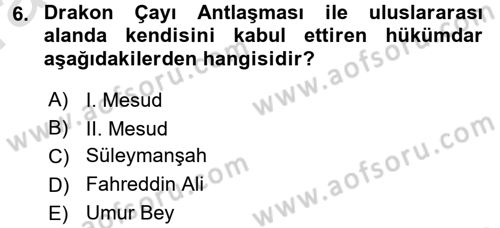 Türkiye Selçuklu Tarihi Dersi 2016 - 2017 Yılı (Vize) Ara Sınav Soruları 6. Soru