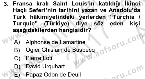 Türkiye Selçuklu Tarihi Dersi 2017 - 2018 Yılı (Vize) Ara Sınav Soruları 3. Soru