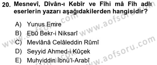 Türkiye Selçuklu Tarihi Dersi 2017 - 2018 Yılı (Final) Dönem Sonu Sınav Soruları 20. Soru