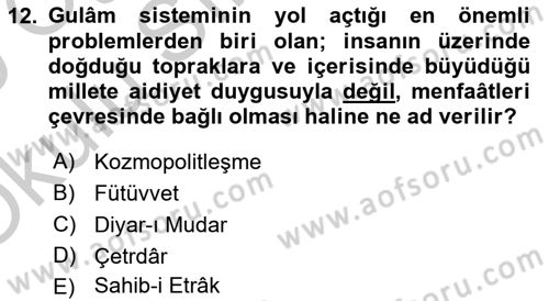 Türkiye Selçuklu Tarihi Dersi 2018 - 2019 Yılı Yaz Okulu Sınav Soruları 12. Soru