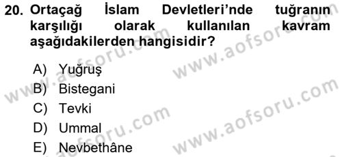 Türkiye Selçuklu Tarihi Dersi 2018 - 2019 Yılı Yaz Okulu Sınav Soruları 20. Soru