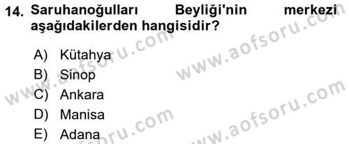 Türkiye Selçuklu Tarihi Dersi 2019 - 2020 Yılı (Final) Dönem Sonu Sınav Soruları 14. Soru