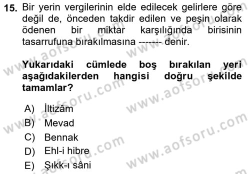 Türkiye Selçuklu Tarihi Dersi 2019 - 2020 Yılı (Final) Dönem Sonu Sınav Soruları 15. Soru
