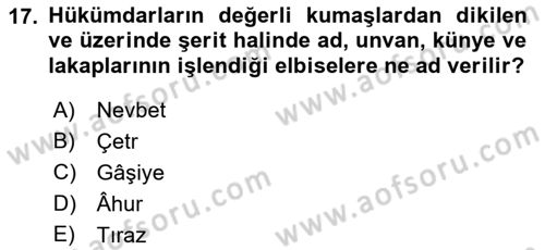 Türkiye Selçuklu Tarihi Dersi 2019 - 2020 Yılı (Final) Dönem Sonu Sınav Soruları 17. Soru