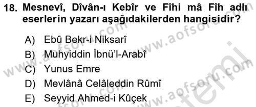 Türkiye Selçuklu Tarihi Dersi 2019 - 2020 Yılı (Final) Dönem Sonu Sınav Soruları 18. Soru