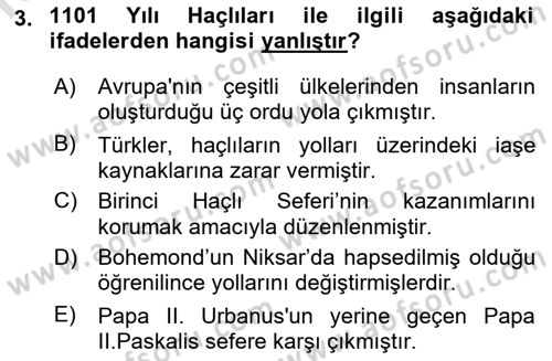 Türkiye Selçuklu Tarihi Dersi 2019 - 2020 Yılı (Final) Dönem Sonu Sınav Soruları 3. Soru