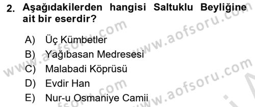 Türkiye Selçuklu Tarihi Dersi 2020 - 2021 Yılı Yaz Okulu Sınav Soruları 2. Soru