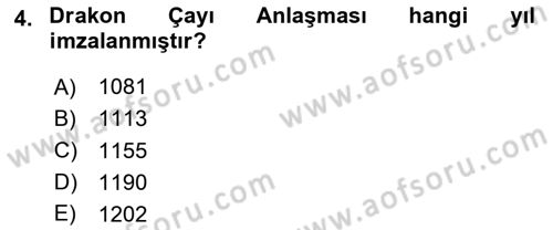 Türkiye Selçuklu Tarihi Dersi 2020 - 2021 Yılı Yaz Okulu Sınav Soruları 4. Soru