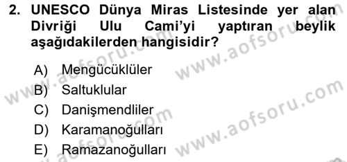 Türkiye Selçuklu Tarihi Dersi 2021 - 2022 Yılı (Vize) Ara Sınav Soruları 2. Soru