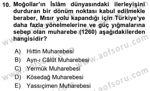 Türkiye Selçuklu Tarihi Dersi 2021 - 2022 Yılı (Final) Dönem Sonu Sınav Soruları 10. Soru
