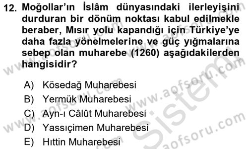Türkiye Selçuklu Tarihi Dersi 2021 - 2022 Yılı Yaz Okulu Sınav Soruları 12. Soru