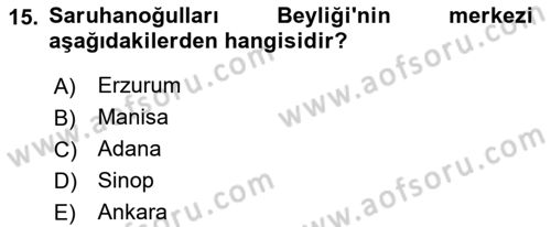 Türkiye Selçuklu Tarihi Dersi 2021 - 2022 Yılı Yaz Okulu Sınav Soruları 15. Soru
