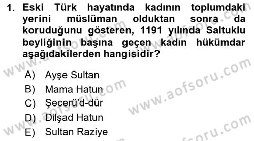 Türkiye Selçuklu Tarihi Dersi Ara Sınavı Deneme Sınav Soruları 1. Soru