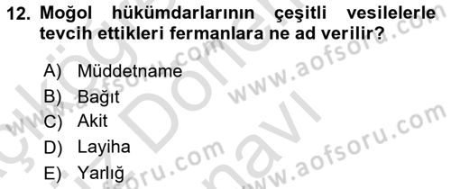 Türkiye Selçuklu Tarihi Dersi 2022 - 2023 Yılı (Final) Dönem Sonu Sınav Soruları 12. Soru