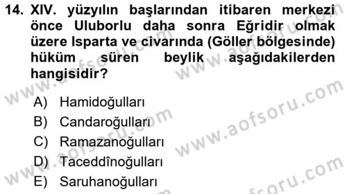 Türkiye Selçuklu Tarihi Dersi 2022 - 2023 Yılı (Final) Dönem Sonu Sınav Soruları 14. Soru
