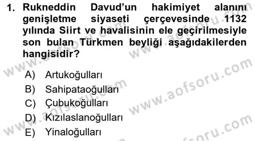 Türkiye Selçuklu Tarihi Dersi Ara Sınavı Deneme Sınav Soruları 1. Soru