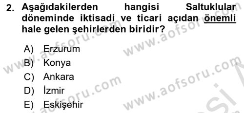 Türkiye Selçuklu Tarihi Dersi 2023 - 2024 Yılı (Vize) Ara Sınav Soruları 2. Soru
