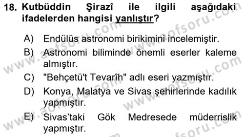 Türkiye Selçuklu Tarihi Dersi 2023 - 2024 Yılı (Final) Dönem Sonu Sınav Soruları 18. Soru
