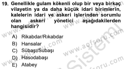 Türkiye Selçuklu Tarihi Dersi 2023 - 2024 Yılı (Final) Dönem Sonu Sınav Soruları 19. Soru