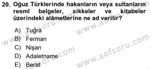 Türkiye Selçuklu Tarihi Dersi 2023 - 2024 Yılı (Final) Dönem Sonu Sınav Soruları 20. Soru