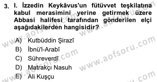 Türkiye Selçuklu Tarihi Dersi 2023 - 2024 Yılı (Final) Dönem Sonu Sınav Soruları 3. Soru