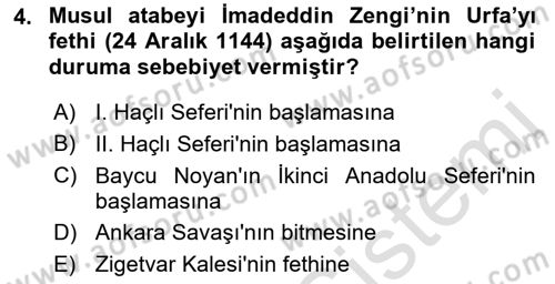 Türkiye Selçuklu Tarihi Dersi 2023 - 2024 Yılı (Final) Dönem Sonu Sınav Soruları 4. Soru