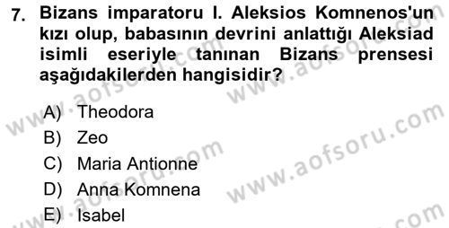 Türkiye Selçuklu Tarihi Dersi 2024 - 2025 Yılı (Vize) Ara Sınav Soruları 7. Soru
