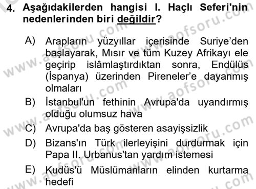 Türkiye Selçuklu Tarihi Dersi 2024 - 2025 Yılı Yaz Okulu Sınav Soruları 4. Soru