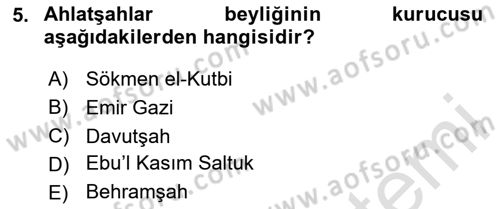 Türkiye Selçuklu Tarihi Dersi 2024 - 2025 Yılı Yaz Okulu Sınav Soruları 5. Soru