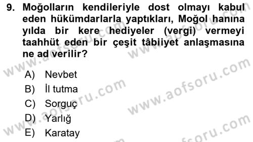 Türkiye Selçuklu Tarihi Dersi 2024 - 2025 Yılı Yaz Okulu Sınav Soruları 9. Soru