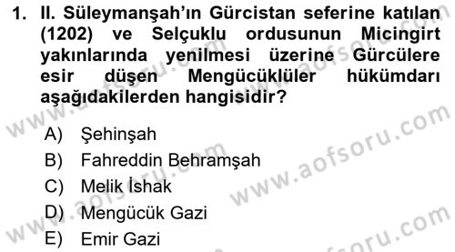 Türkiye Selçuklu Tarihi Dersi 2025 - 2026 Yılı (Vize) Ara Sınav Soruları 1. Soru