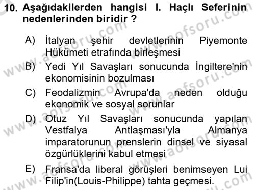 Türkiye Selçuklu Tarihi Dersi 2025 - 2026 Yılı (Vize) Ara Sınav Soruları 10. Soru
