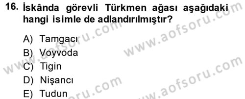 Osmanlı´da İskan ve Göç Dersi 2013 - 2014 Yılı (Vize) Ara Sınav Soruları 16. Soru