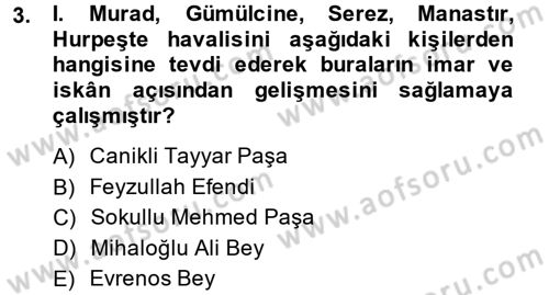 Osmanlı´da İskan ve Göç Dersi 2013 - 2014 Yılı (Vize) Ara Sınav Soruları 3. Soru