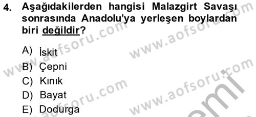 Osmanlı´da İskan ve Göç Dersi 2013 - 2014 Yılı (Vize) Ara Sınav Soruları 4. Soru