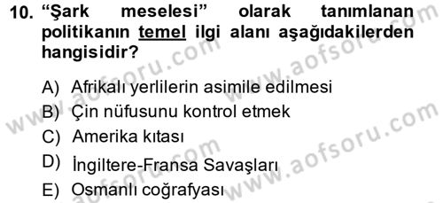 Osmanlı´da İskan ve Göç Dersi 2013 - 2014 Yılı (Final) Dönem Sonu Sınav Soruları 10. Soru