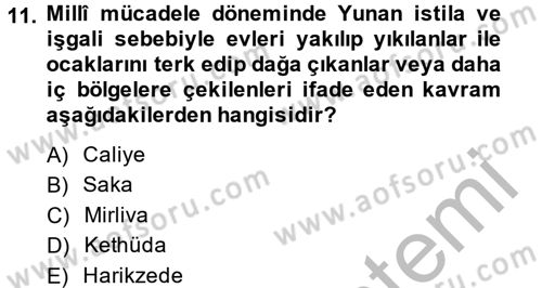 Osmanlı´da İskan ve Göç Dersi 2013 - 2014 Yılı (Final) Dönem Sonu Sınav Soruları 11. Soru