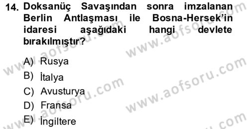 Osmanlı´da İskan ve Göç Dersi 2013 - 2014 Yılı (Final) Dönem Sonu Sınav Soruları 14. Soru
