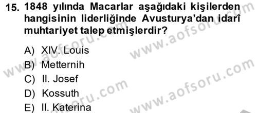 Osmanlı´da İskan ve Göç Dersi 2013 - 2014 Yılı (Final) Dönem Sonu Sınav Soruları 15. Soru