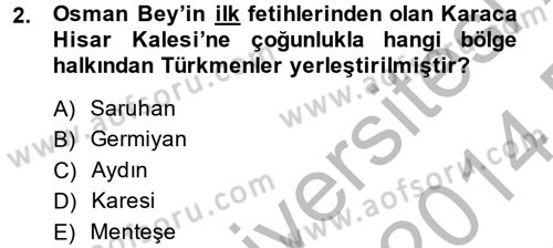 Osmanlı´da İskan ve Göç Dersi 2013 - 2014 Yılı (Final) Dönem Sonu Sınav Soruları 2. Soru